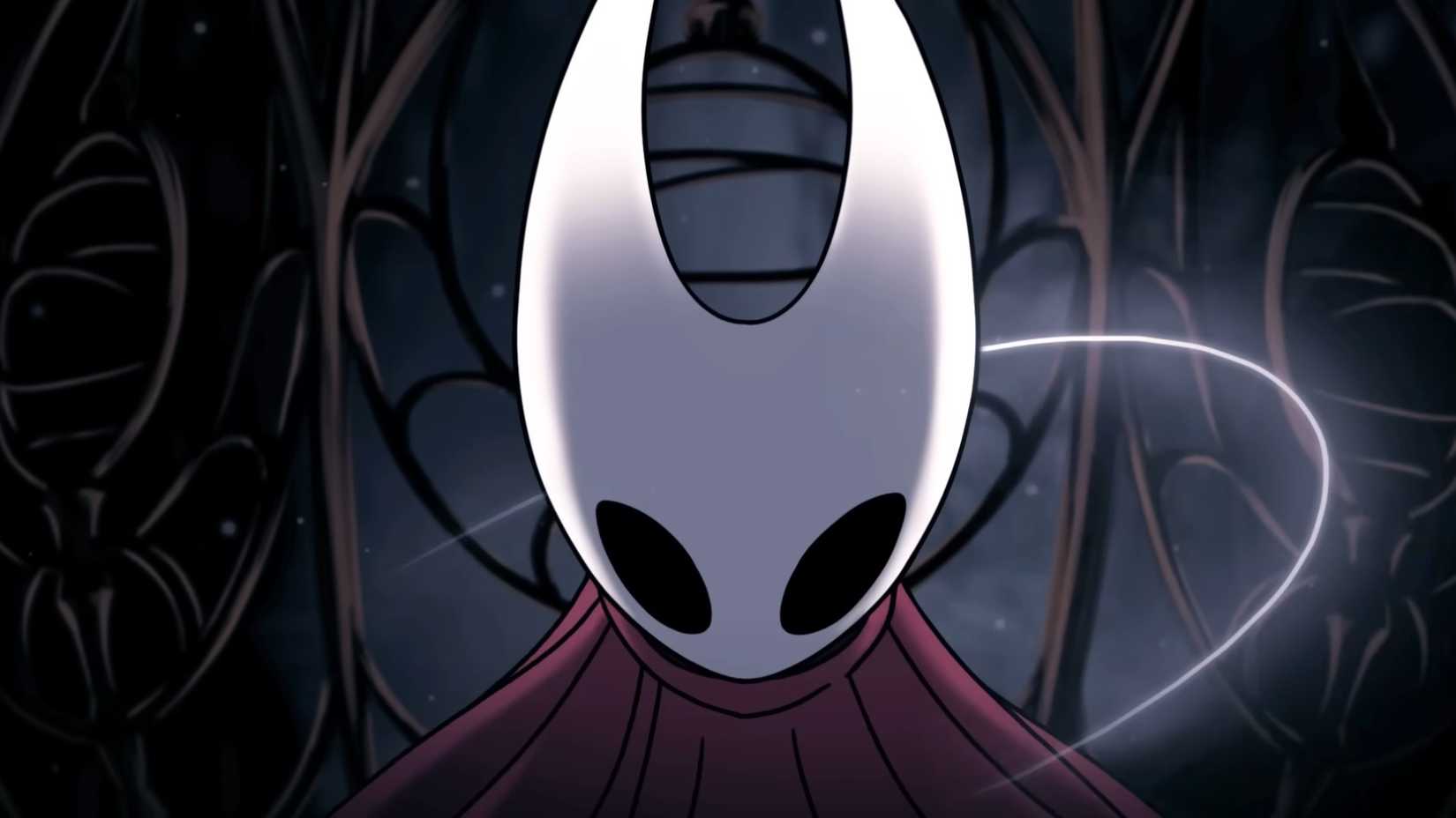 Hornet awakens in a cinematic for Hollow Knight: SIlksong
