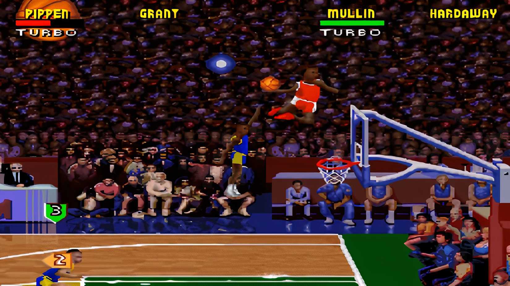 Scottie Pippen يسجل كرة سلام دانك في NBA Jam.