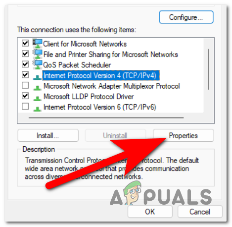 فتح خصائص IPv4