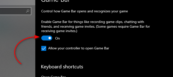تعطيل Windows Game Bar