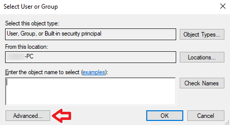 زر خيارات متقدمة في منتقي الكائنات