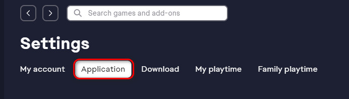 علامة تبويب Application في EA App