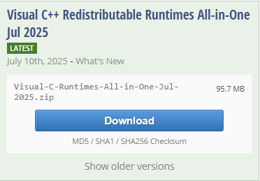 مكتبات وقت تشغيل Visual C++