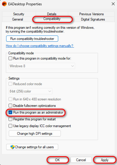 خيار التشغيل كمسؤول