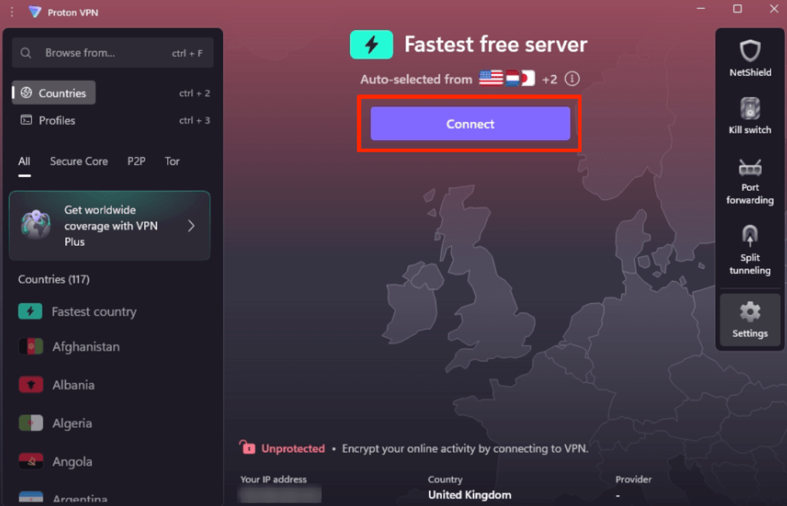 ربط VPN بمنطقة أخرى