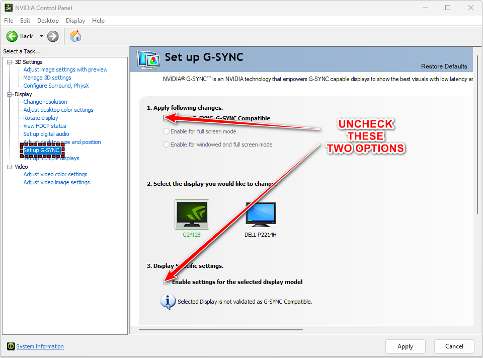 تعطيل G-Sync