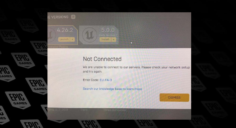 خطأ Epic Games EU-FA-3