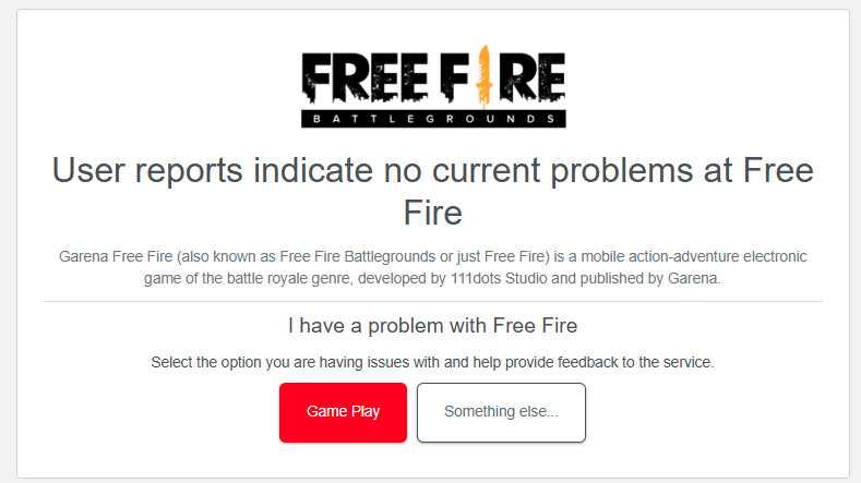 التحقق من حالة خادم Free Fire