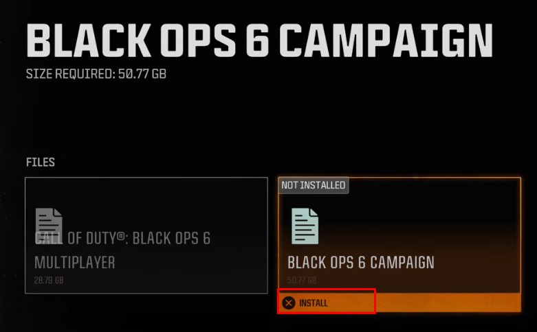 شاشة تثبيت حزمة حملة Black Ops 6