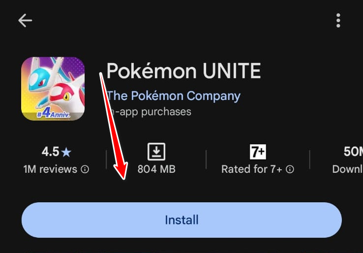 إعادة تثبيت Pokémon Unite