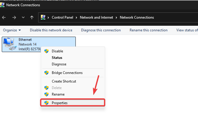قائمة خصائص محول الشبكة