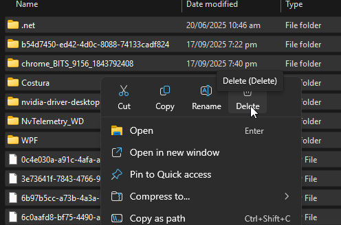 حذف الملفات المؤقتة في Windows