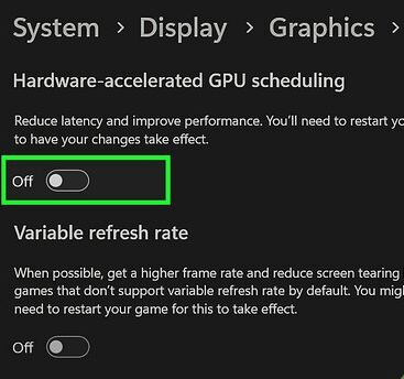 تعطيل جدولة وحدة معالجة الرسوميات المسرّعة بالأجهزة