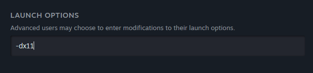dx11 في علامة تبويب التشغيل