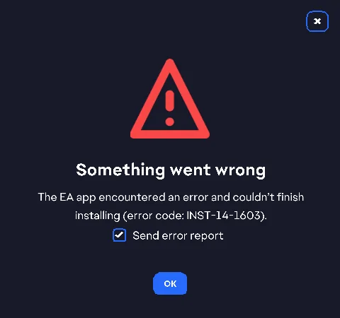 خطأ في تثبيت تطبيق EA
