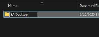 مجلد EA Desktop المعاد تسميته