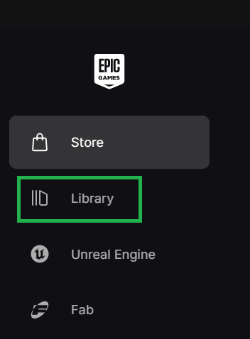 علامة تبويب المكتبة في Epic Games Launcher