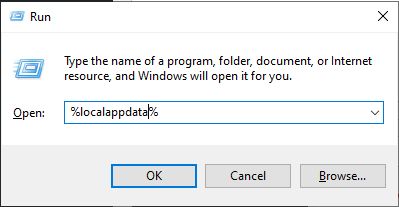 فتح مجلد LocalAppData