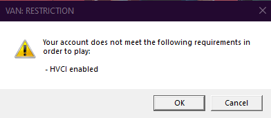 إصلاح خطأ VAN: RESTRICTION – HVCI Enabled في Valorant
