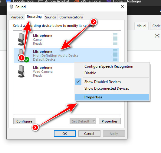 خصائص الميكروفون