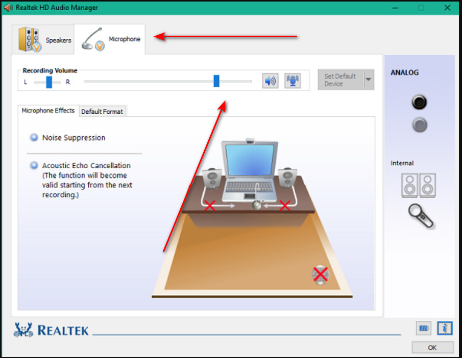 إعدادات ميكروفون Realtek