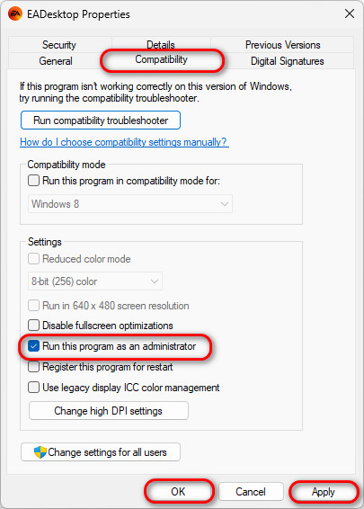 خيار التشغيل كمسؤول