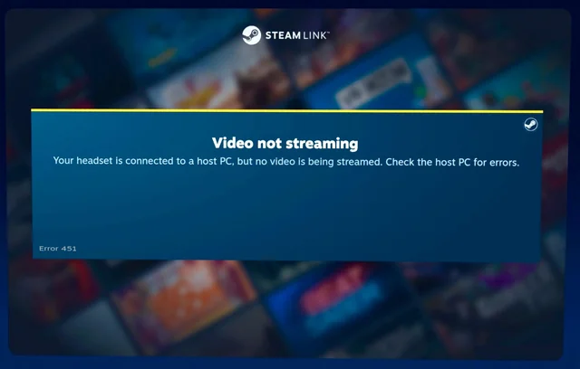 رسالة خطأ SteamVR 451