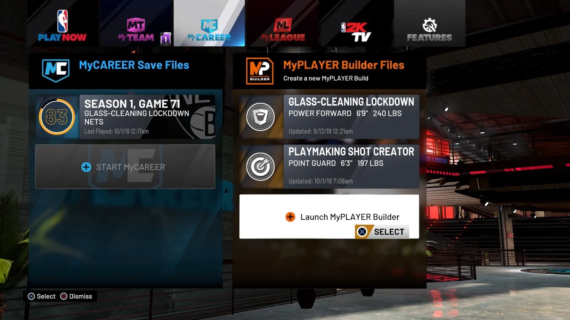 MyPLAYER Builder in NBA 2K