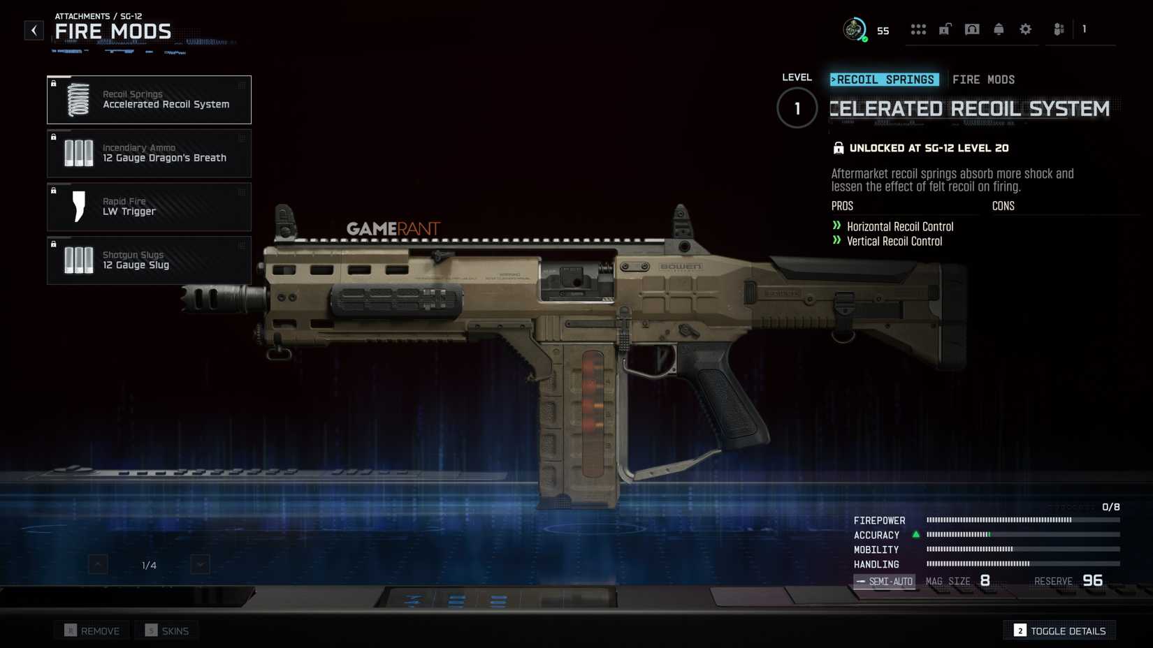 جميع تعديلات إطلاق النار SG-12 - Black Ops 7
