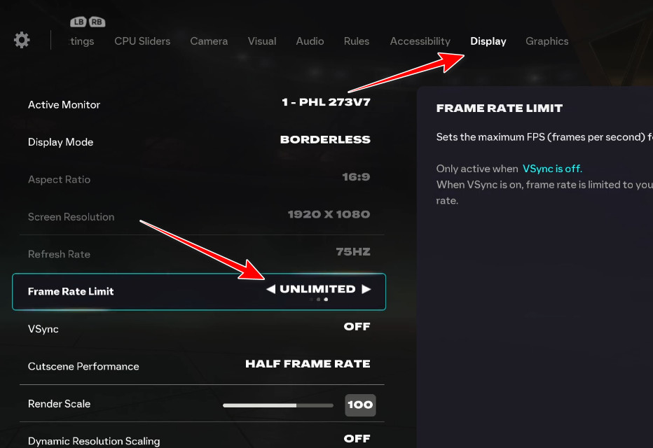 Set FC 26 FPS limit to 60 or 30
