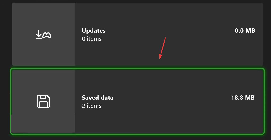 إدارة بيانات Xbox المحفوظة