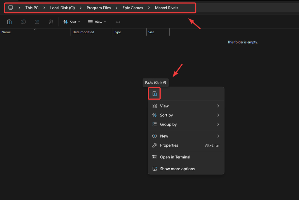 لصق ملفات Marvel Rivals