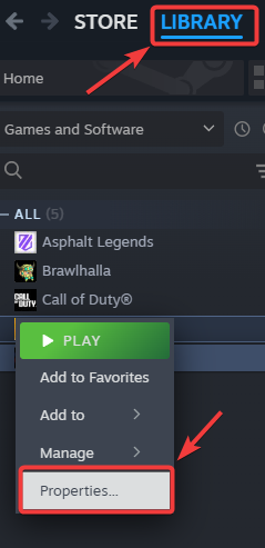 Open Steam Properties for Battlefield 6