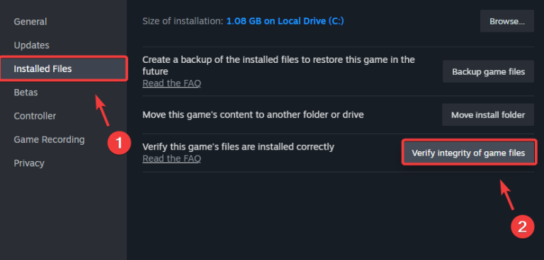 Game file verification option