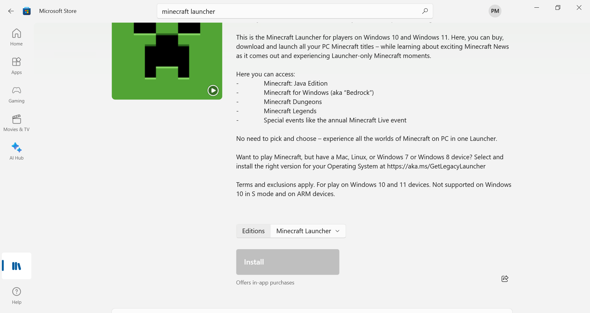 Как решить проблему с невозможностью загрузки лаунчера Minecraft из Microsoft Store?