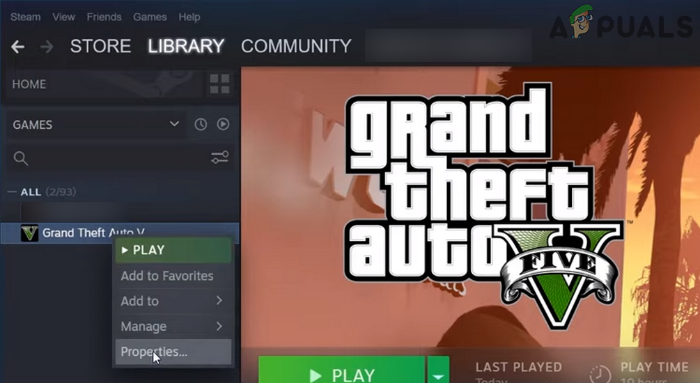 فتح خصائص GTA V في Steam