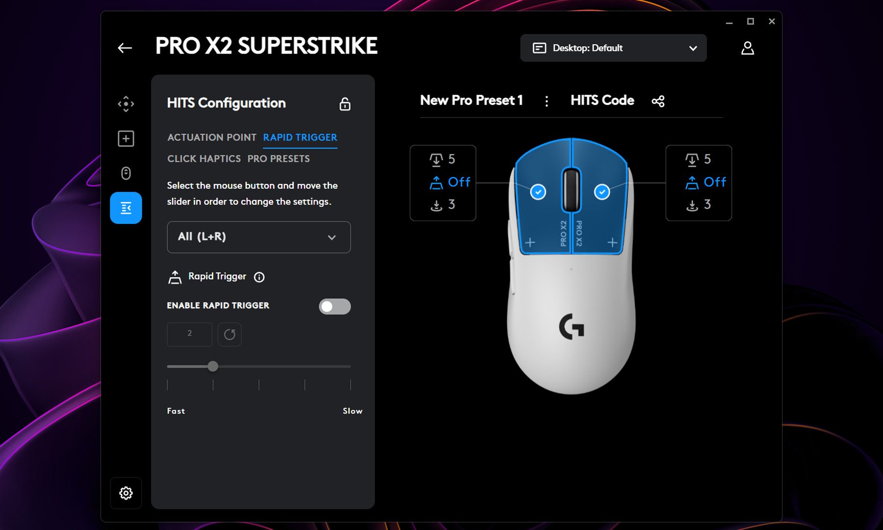 تقنية HITS و Rapid Trigger في Logitech PRO X2 SUPERSTRIKE