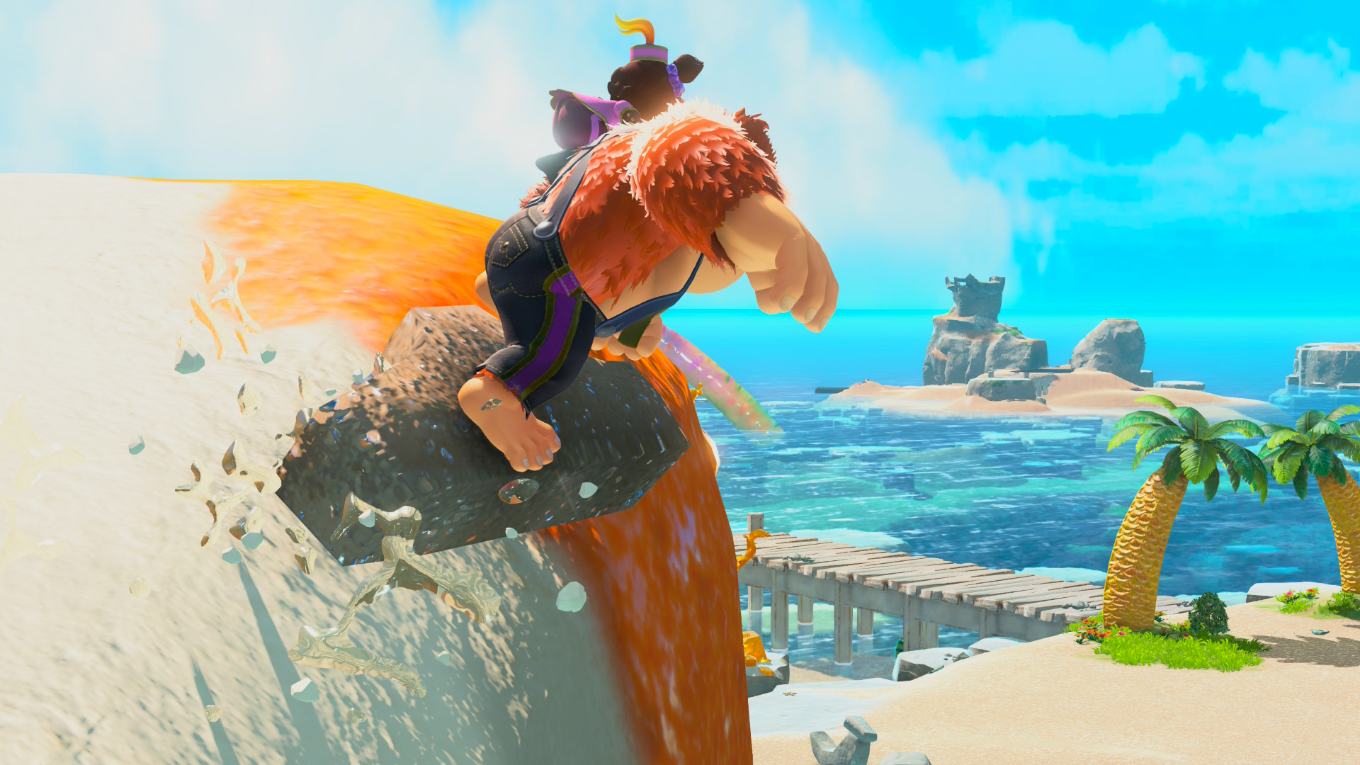 دونكي كونج وباولين يتزلجان على الصخور في Donkey Kong Bananza