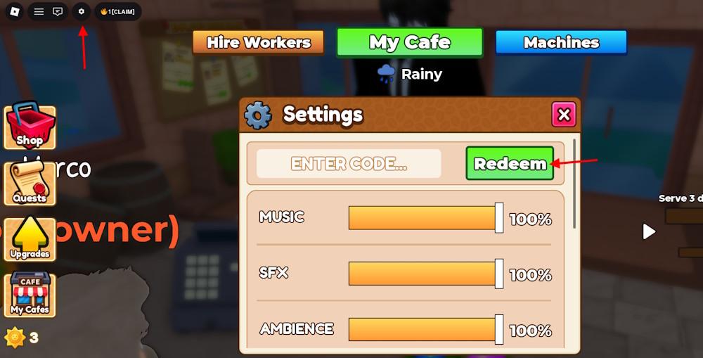 استرداد أكواد Own a Cafe
