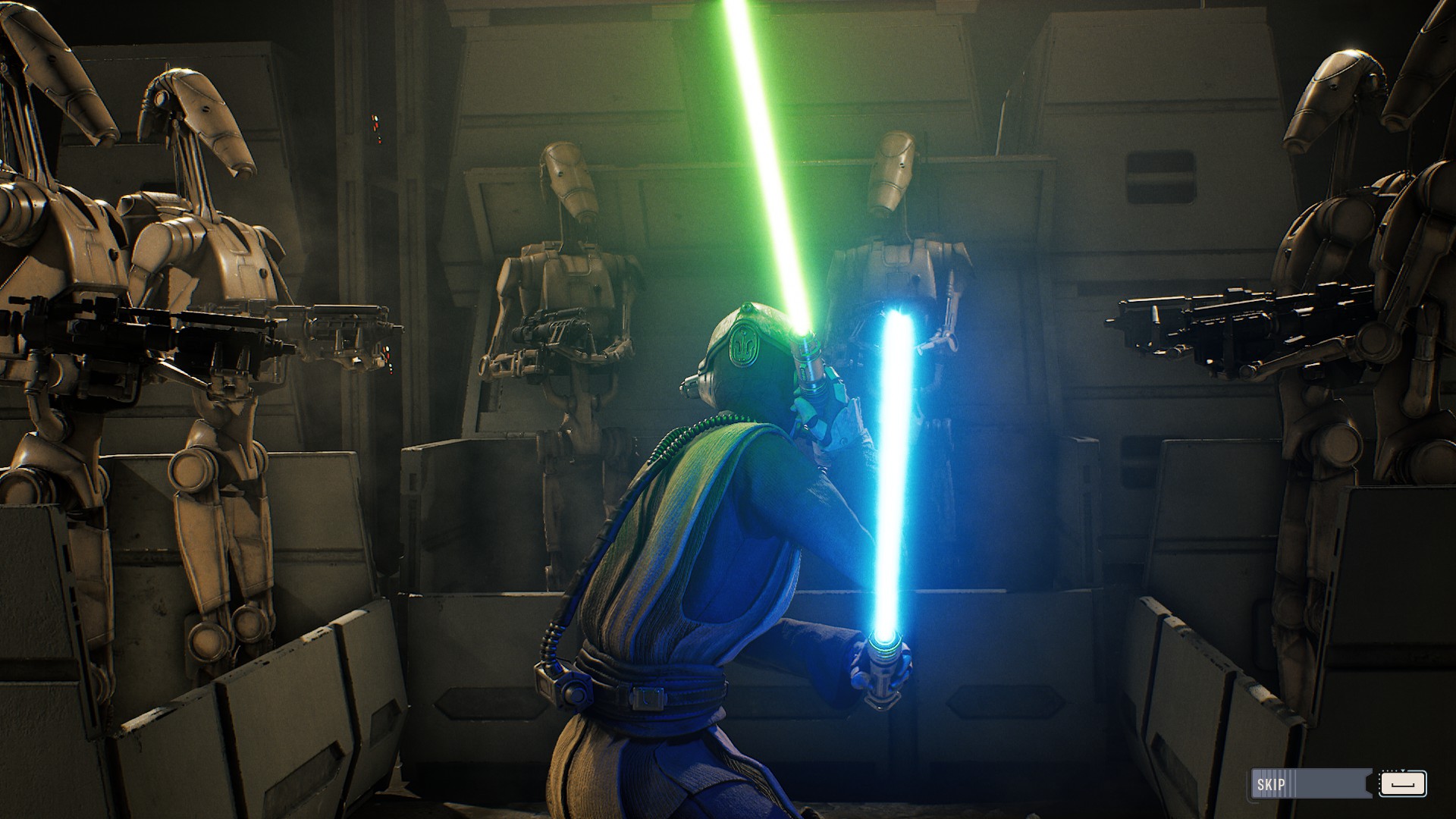 روبوتات تستعد لإطلاق النار على جيداي في لعبة Star Wars Zero Company