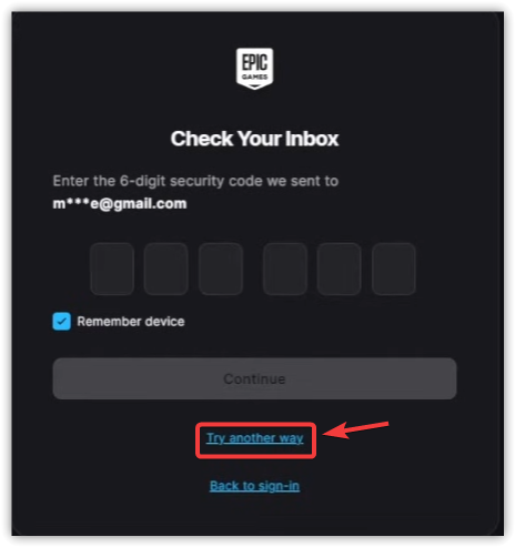 صورة توضح خيار Try another way في شاشة التحقق بخطوتين