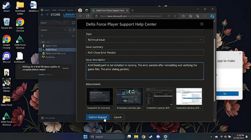 صفحة دعم لاعبي Delta Force يتم إعدادها بتفاصيل مشكلة