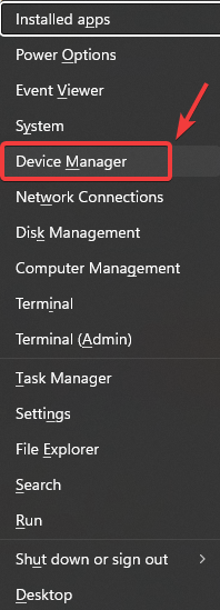 افتح إدارة الأجهزة من قائمة Windows