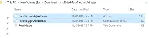 ملفات Packfile Limit Adjuster