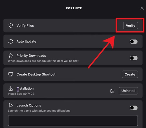 Epic Games Launcher على Windows يمسح ذاكرة التخزين المؤقت ويتحقق من ملفات Fortnite لإصلاح ESP-DIST-001.