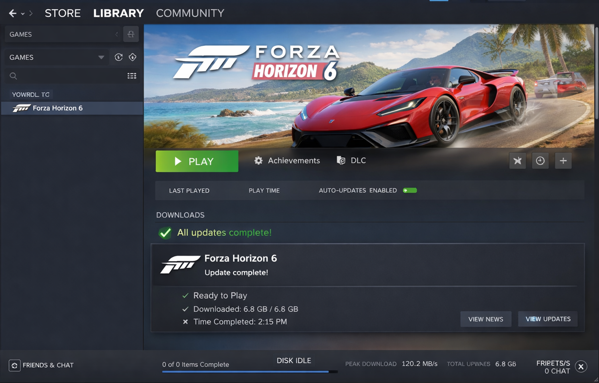 ملاحظات إصدار Forza Horizon 6 تعرض أرقام إصدارات التحديثات الساخنة الأخيرة لـ Steam وأجهزة الكمبيوتر التي تعمل بنظام Windows.