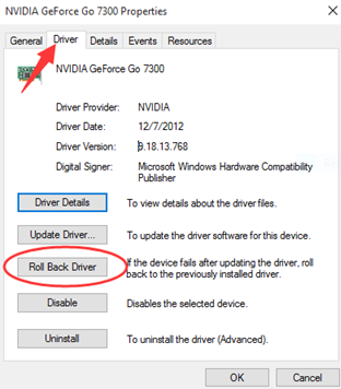 خيارات تحديث أو استعادة تعريف بطاقة الرسوميات NVIDIA أو AMD أو Intel يتم فحصها لحل مشكلة تعطل Forza Horizon 6 عند بدء التشغيل.