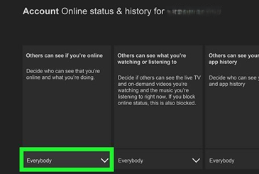 إعدادات خصوصية Xbox تعرض خيار See other people's Xbox Live profiles مضبوطًا على Everyone.