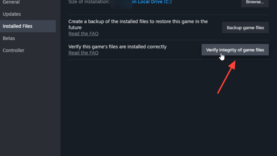 علامة تبويب ملفات Steam المثبتة تتحقق من Forza Horizon 6 بعد تعطل شاشة البداية.