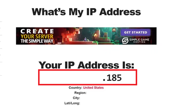 صورة توضح كيفية الحصول على عنوان IP العام الخاص بك